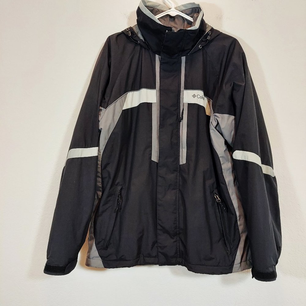 COLUMBIA Sportswear Mens All Weather Hooded Jacket Size M Black Activewear Coat